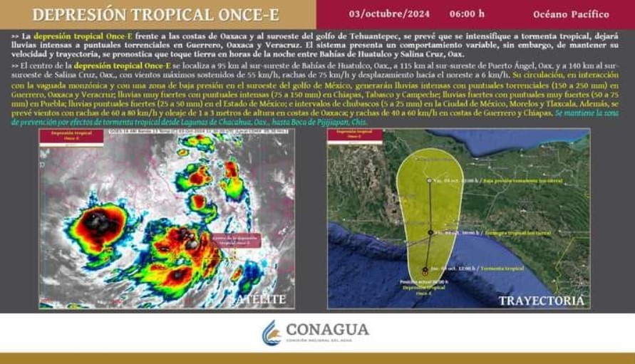 Depresión tropical Once-E generará lluvias en Acapulco