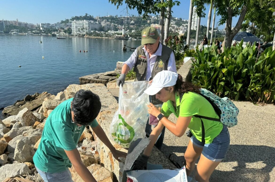 Realiza el gobierno estatal, sociedad civil y sociedad ambientalista, limpieza y restauración de la playa Tlacopanocha en Acapulco